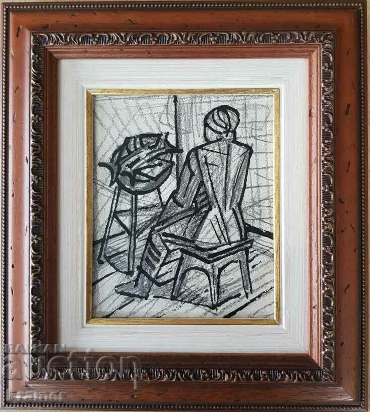 Atanas Yaranov 1940-1988 Expectation Original drawing 1970s