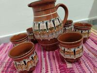 Troyan ceramics Wine jug + 6 glasses