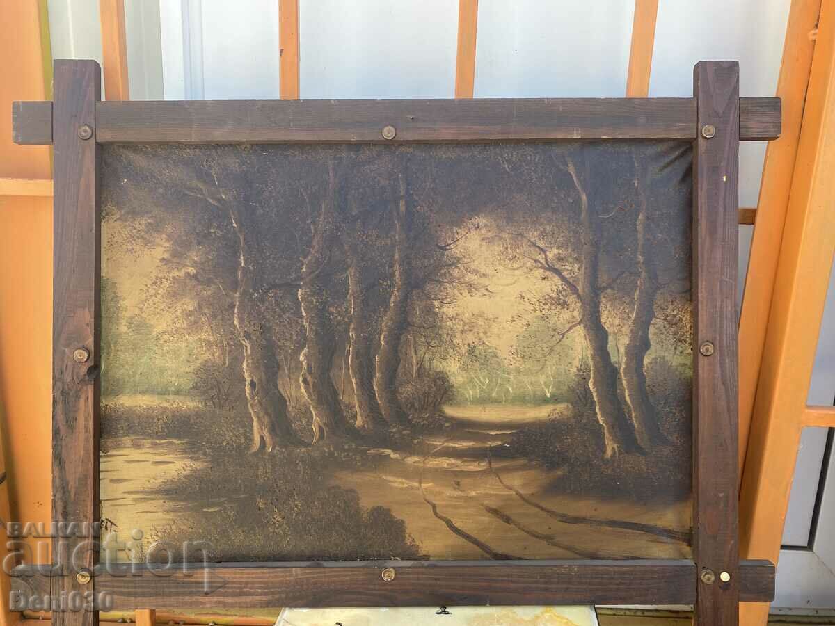 Unique old original oil on canvas painting