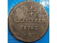 1/4 Kreuzer 1782 Αυστρία Β - Kremnitz Joseph II - σπάνιο