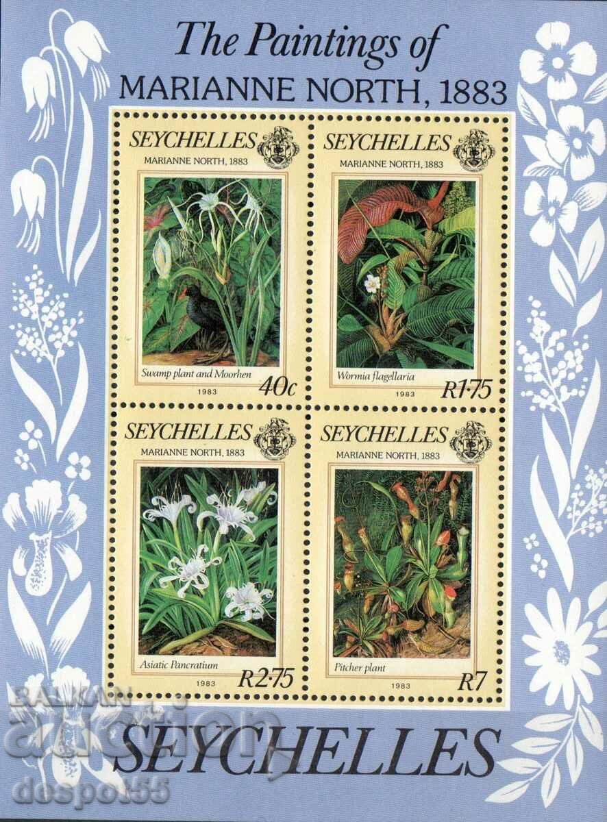 1983 Seychelles. Marianne North, botanical artist. Block