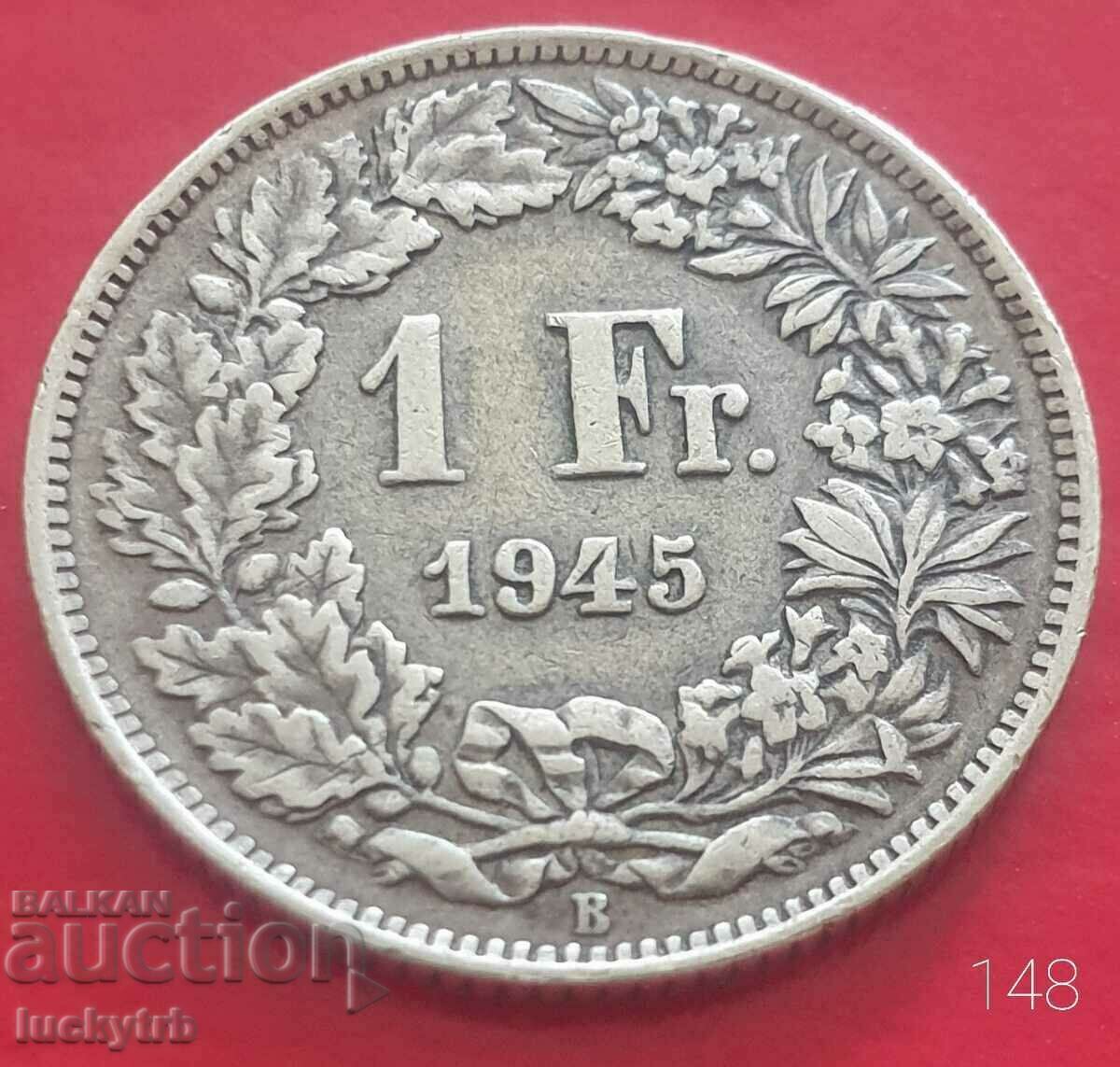 1 franc 1945 - Elveția - Argint