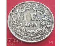 1 franc 1945 - Switzerland - Silver