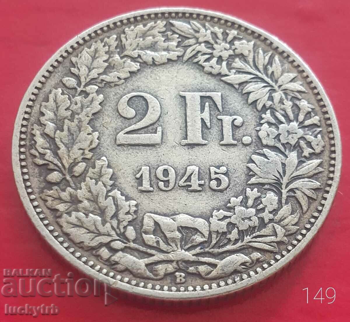 2 franci 1945 - Elveția - Argint