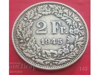 2 francs 1945 - Switzerland - Silver