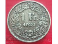 1 franc 1920 - Elveția - Argint - Necurățat