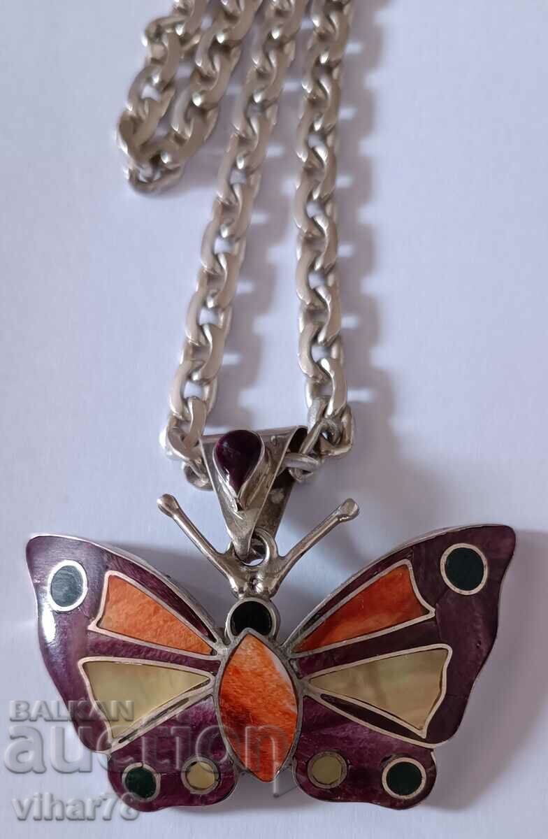 Very beautiful silver pendant with chain - 6