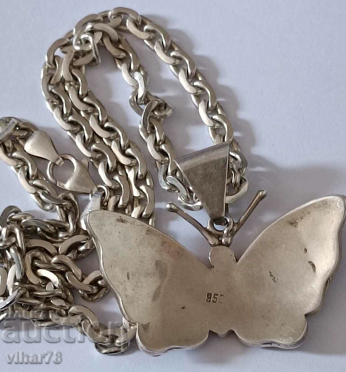 Very beautiful silver pendant with chain - 7