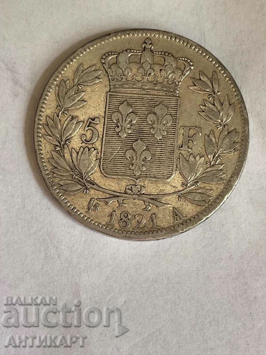 ασημένιο νόμισμα 5 φράγκων Louis Louis XVIII 1821 Γαλλία ασήμι