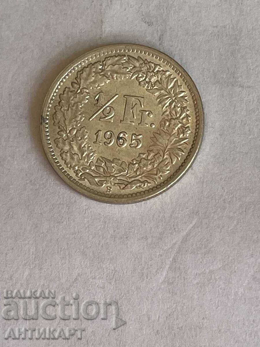 monedă de argint 1/2 franc argint Elveția 1965