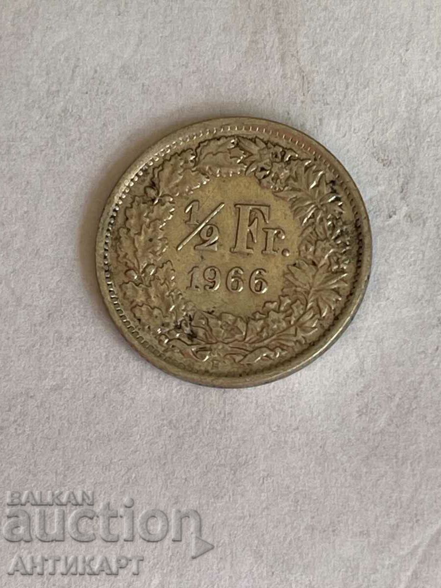 monedă de argint 1/2 franc argint Elveția 1966