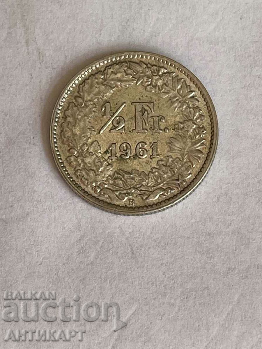 monedă de argint 1/2 franc argint Elveția 1961