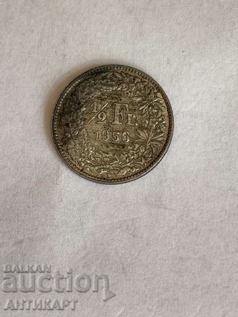 monedă de argint 1/2 franc argint Elveția 1956