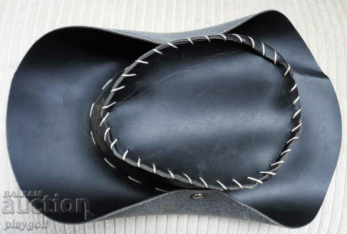 Faux Leather Original Cowboy Hat Black - 5