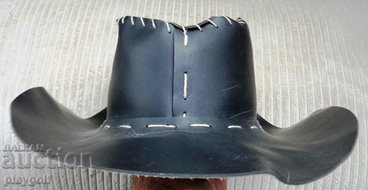 Faux Leather Original Cowboy Hat Black - 7