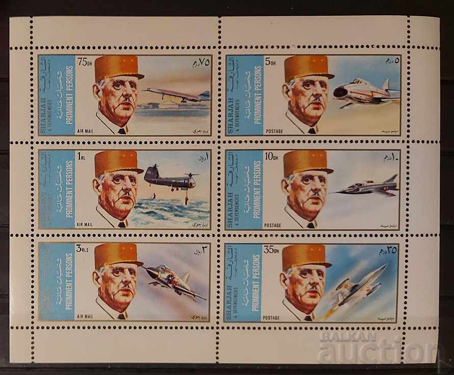 Cartoon 1972 Personalities/Charles de Gaulle/Airplanes Block MNH