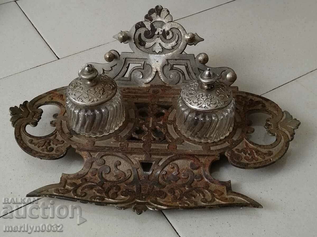 Доставка на Стара мастилница никилирани чугун писалка мастило Доставка на Стара мастилница никилирани чугун писалка мастило