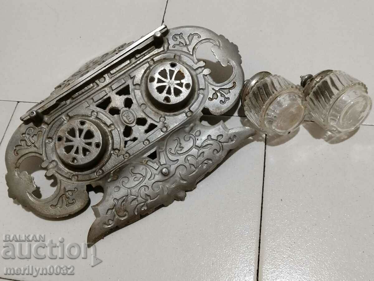 Стара мастилница никилирани чугун писалка мастило - 7 Стара мастилница никилирани чугун писалка мастило - 7