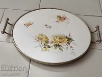 Old porcelain casserole dish platter