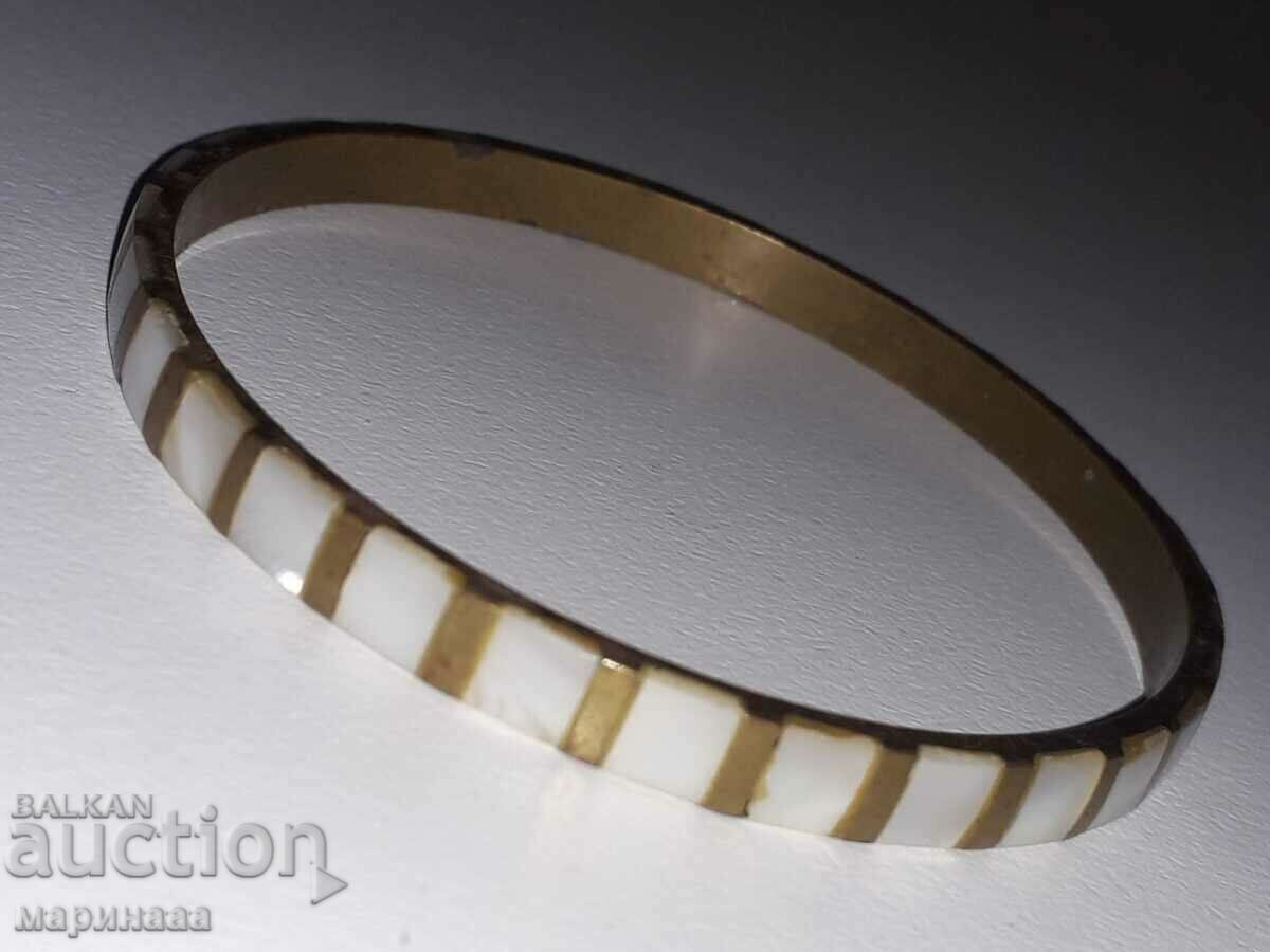 OLD BRACELET. BRASS, MOTHER OF PEARL