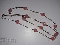 ANTIQUE VICTORIAN NECKLACE. BRONZE, ROSE GLASS