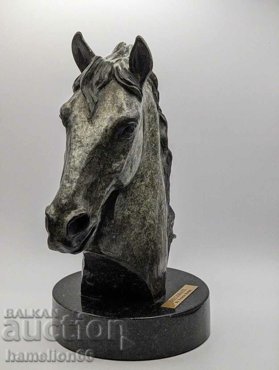 Old bronze sculpture, horse, granite, bronze, enamel. Chess Mat with price 4500.00 BGN | € 2300.81