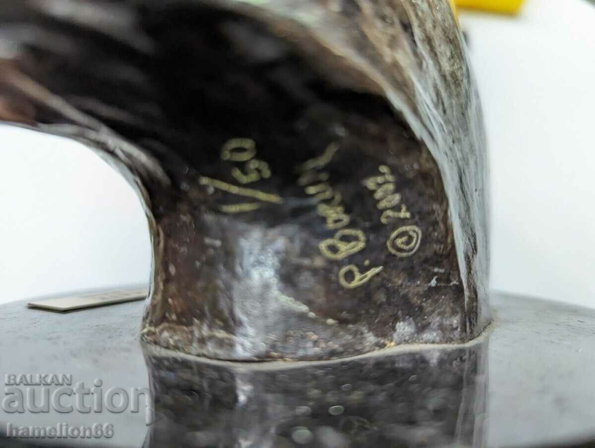 Old bronze sculpture, horse, granite, bronze, enamel. Chess Mat - 5