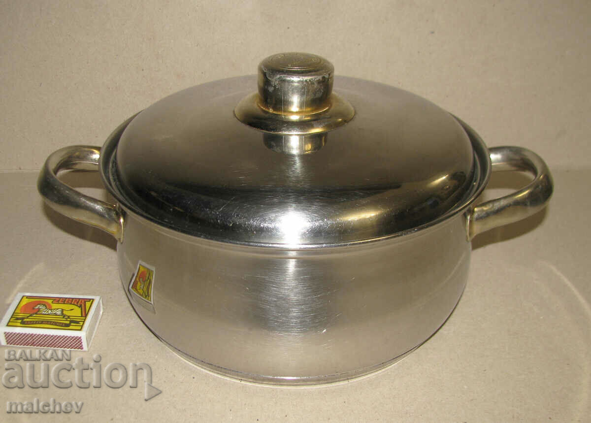 Pot 21.5 cm stainless Super Baron met. handles preserved