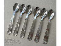 Lot of 6 teaspoons 14cm stainless with filigree, excellent