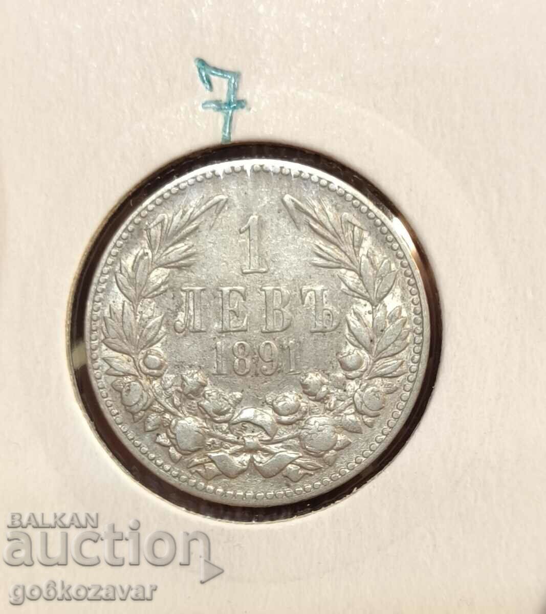 Bulgaria 1 lev 1891 Silver!