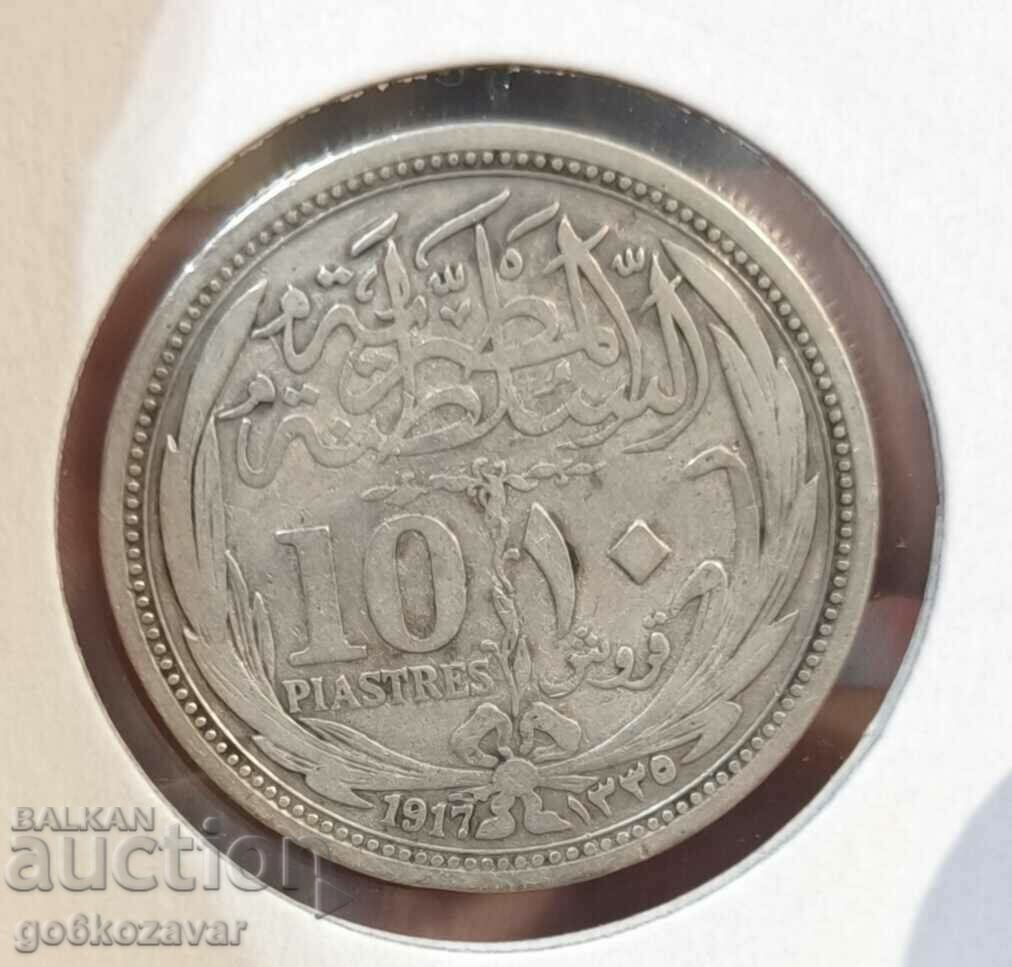 Αίγυπτος 10 Piastres 1917 Ασημένιο !