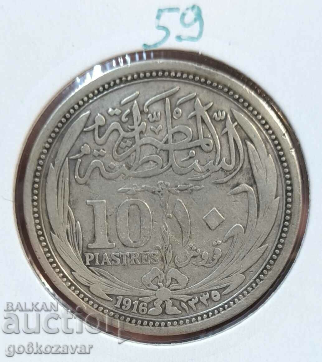 Egypt 10 Piasters 1916 Silver