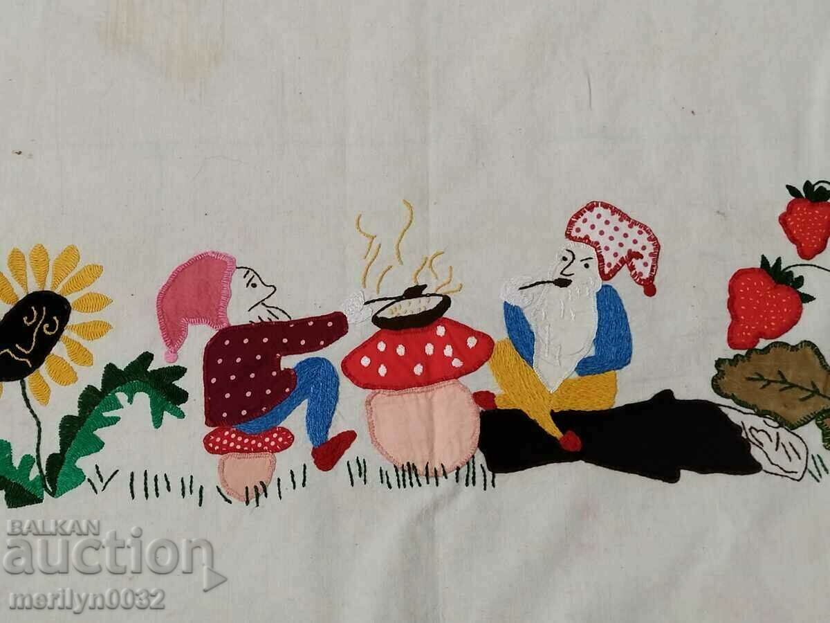 Old embroidered nursery wall tapestry panel, rug - 5 Old embroidered nursery wall tapestry panel, rug - 5