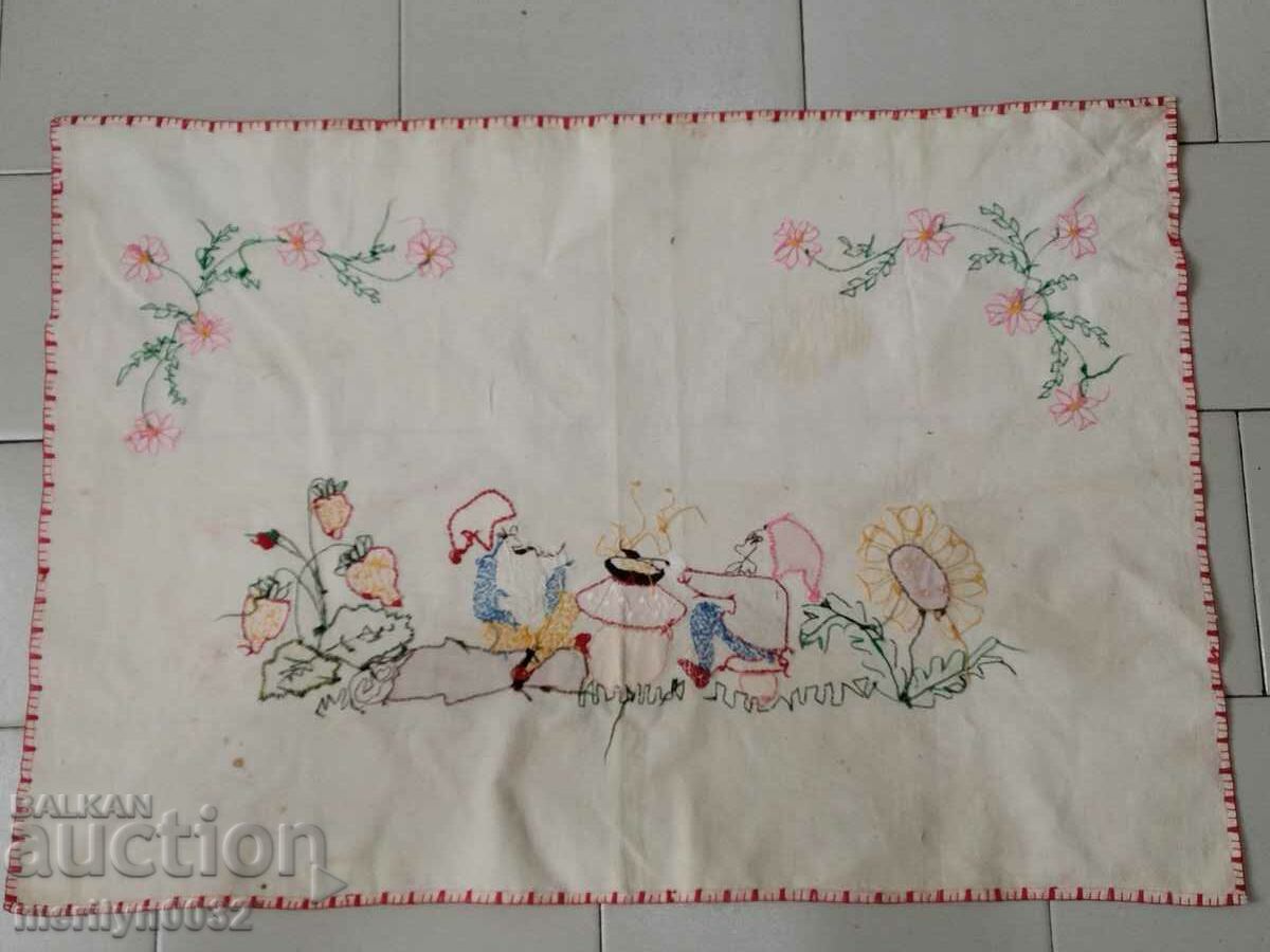 Old embroidered nursery wall tapestry panel, rug - 7 Old embroidered nursery wall tapestry panel, rug - 7