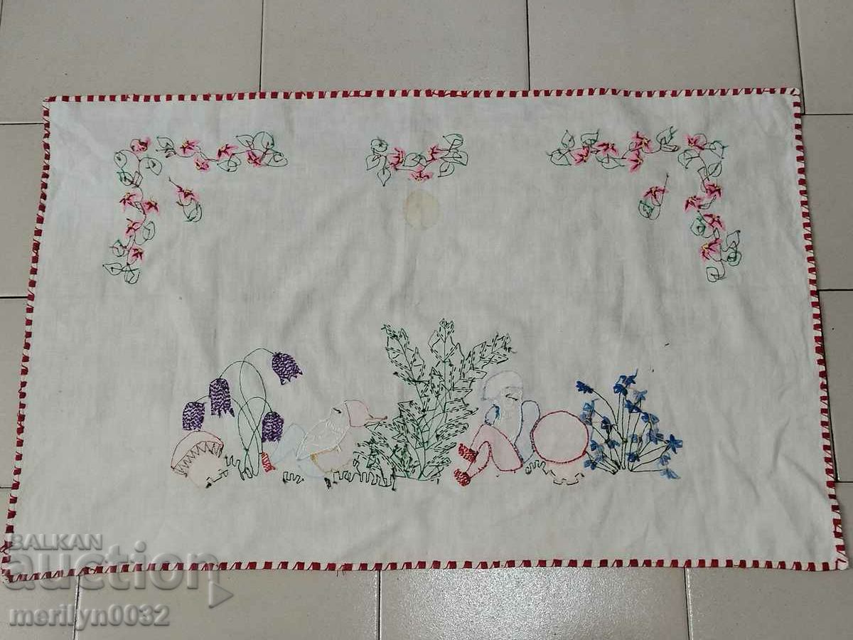 Old embroidered nursery wall tapestry panel, rug - 7 Old embroidered nursery wall tapestry panel, rug - 7