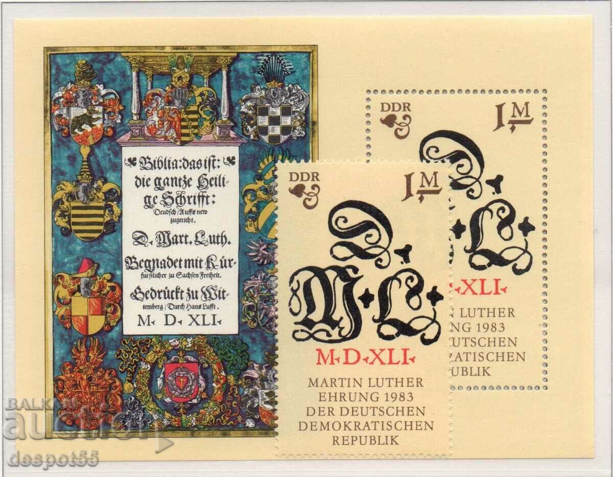 1983. GDR. 500 years since the birth of Martin Luther. Block.