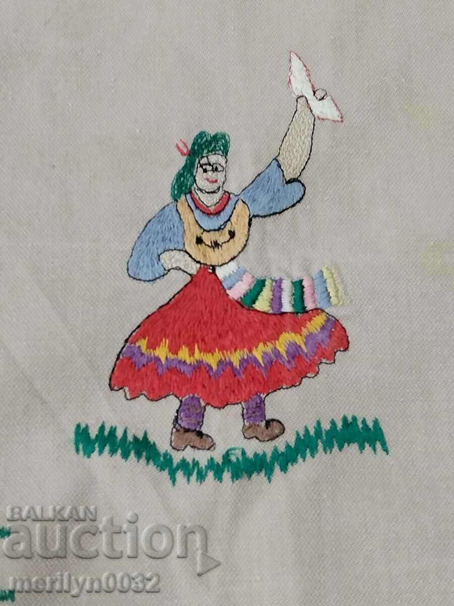 Old plaid with embroidery tablecloth with price 65.00 BGN | € 33.23