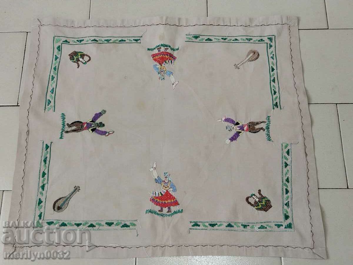 Old plaid with embroidery tablecloth - 6