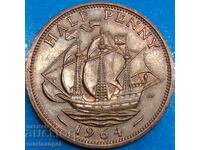 Marea Britanie 1/2 Penny 1964 Elisabeta a II-a Bronz