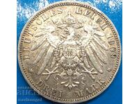 3 γραμματόσημα 1909 Baden Germany ασήμι