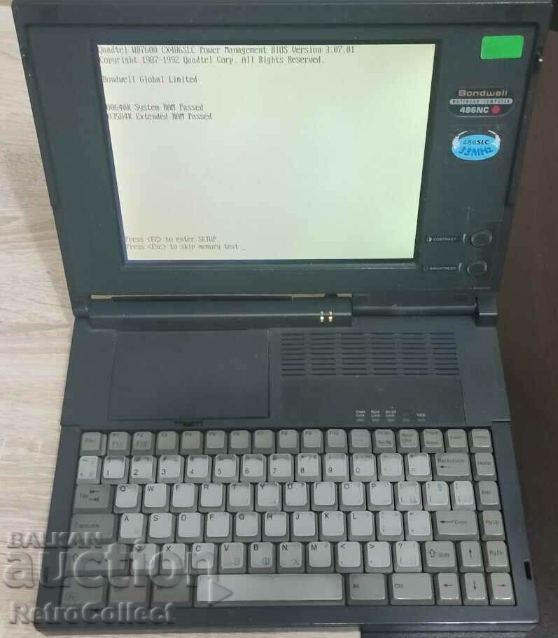 Ретро лаптоп Bondwell 486NC 8MB RAM 210MB HDD 486SLC 33MHz