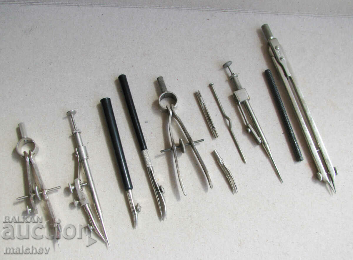 Lot of old drawing tools 1950s, 1960s