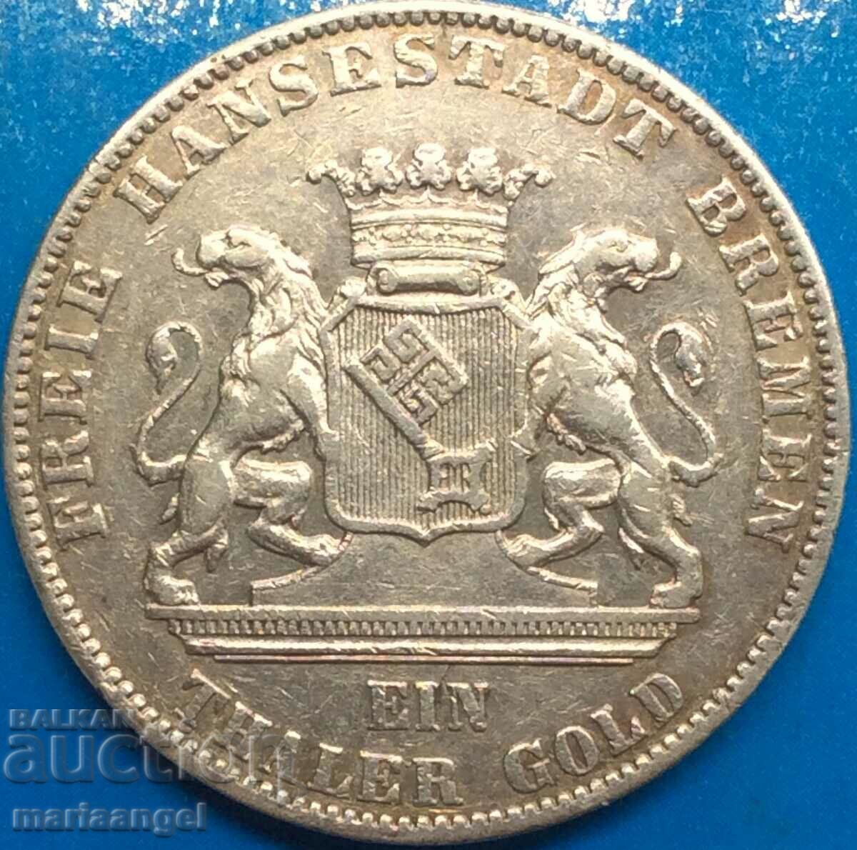 Thaler 1865 Germany Bremen "Hunting Festival" Patina silver