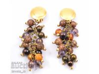 Earrings with clips, natural stones