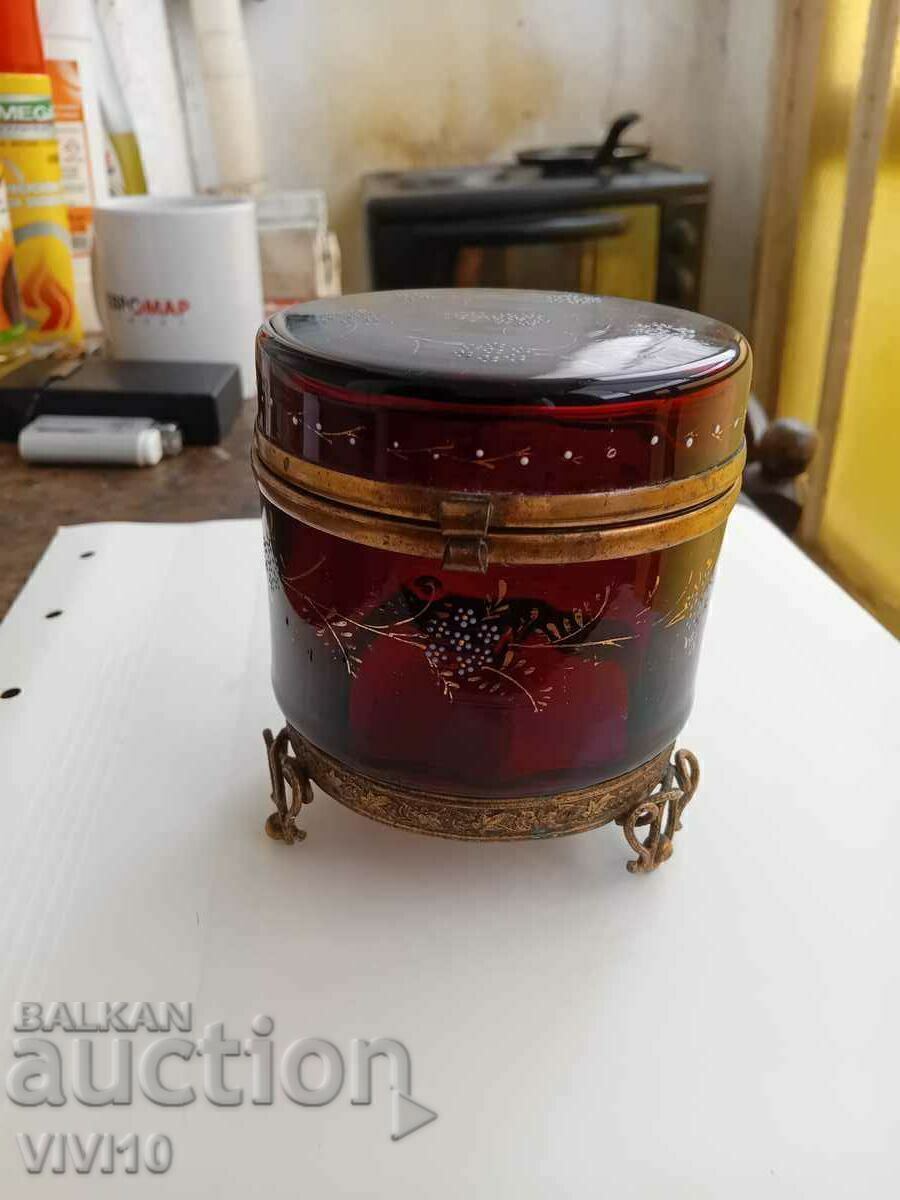 Cutie de bijuterii antic, Boemia, cristal