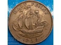 Marea Britanie 1/2 Penny 1959 Bronz