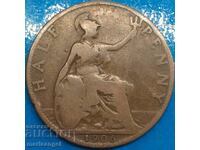 Marea Britanie 1 penny 1906 30mm bronz