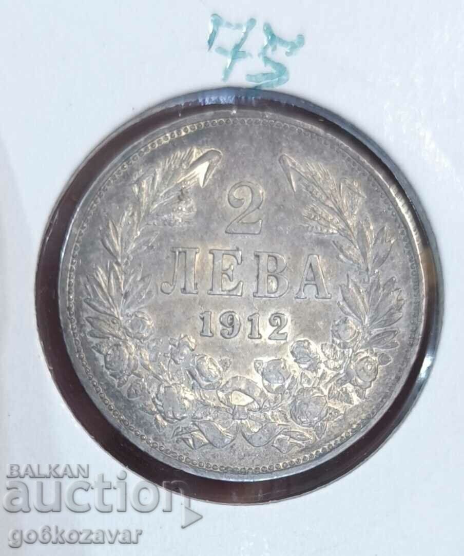 Bulgaria 2 BGN 1912 Argint! Moneda de top!