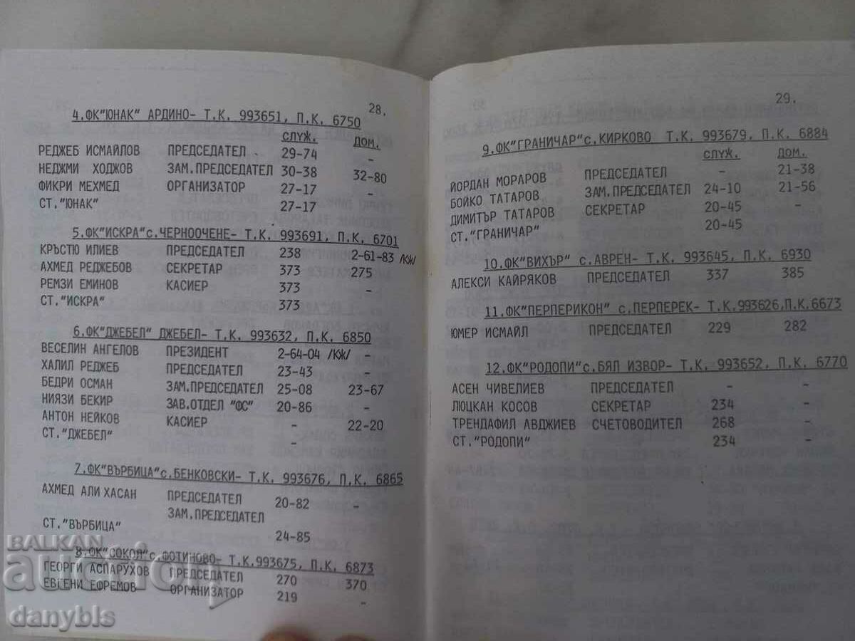 Delivery of BFS - telephone directory for 1993 Delivery of BFS - telephone directory for 1993