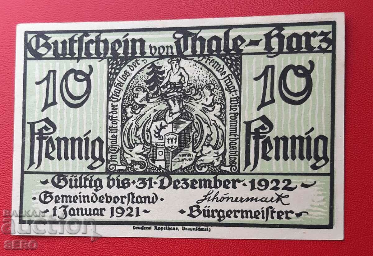 Bancnota - Germania - Saxonia - Thale - 10 Pfennig 1921